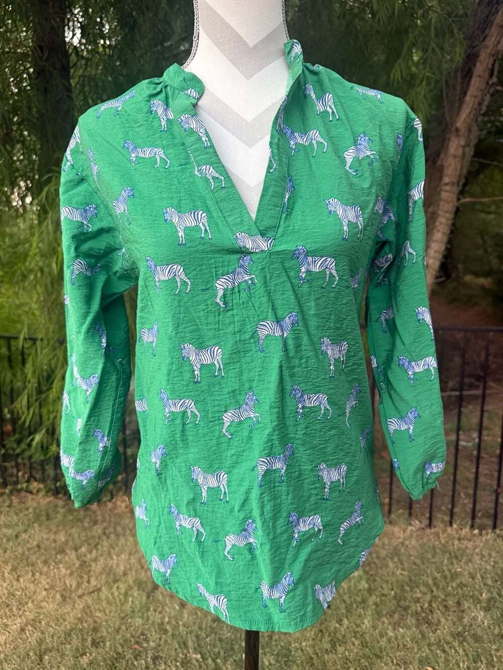 Michelle McAdowell Small Zebra Print Button Up Top